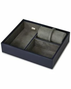 WOLF Valet Tray With Double Watch Roll Home Jewelry Boxes & Watch Winders