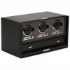 WOLF Blake Leather Triple Winder With Storage Home Jewelry Boxes & Watch Winders